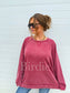 PRE-ORDER Birdie Ash Wash Raglan Loose Banded Pullover In Wine & Sonic Blue