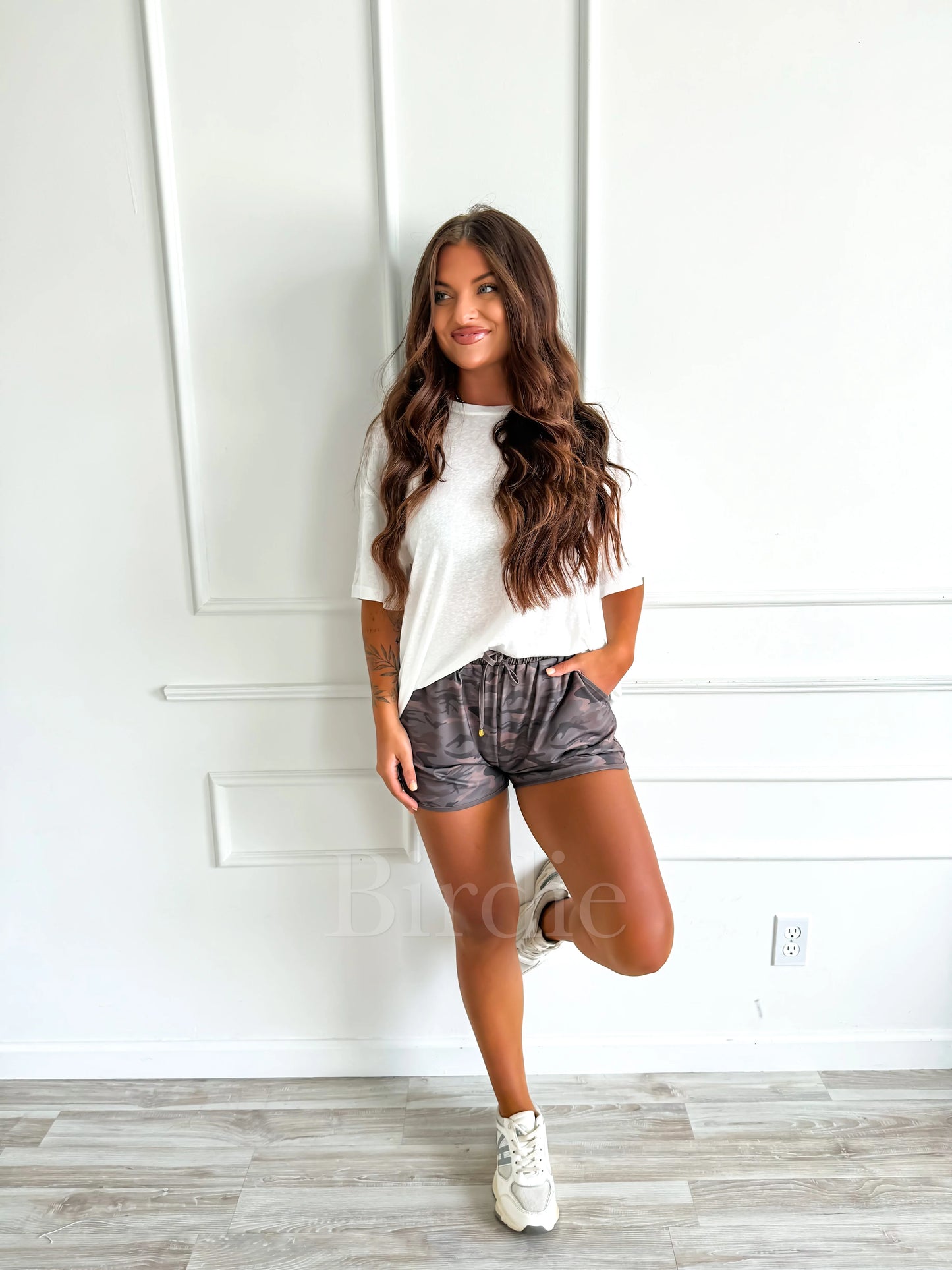 PREORDER Birdie Active Shorts in Smoked Oak Camo