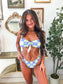 Birdie Frill & Tie Bikini in Lilac Checker Bloom (Sold as Set)