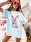 Faux Rhinestone Bunny Graphic Tee on Chambray