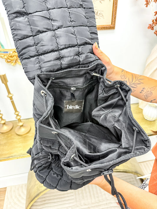 Birdie Quilted Backpack in Black