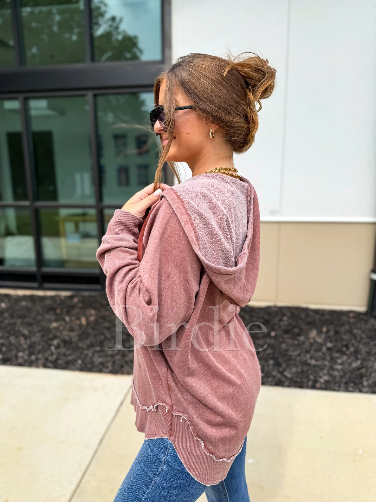 PRE-ORDER Birdie Split Neck Rounded Hem Ash Wash Pullovers