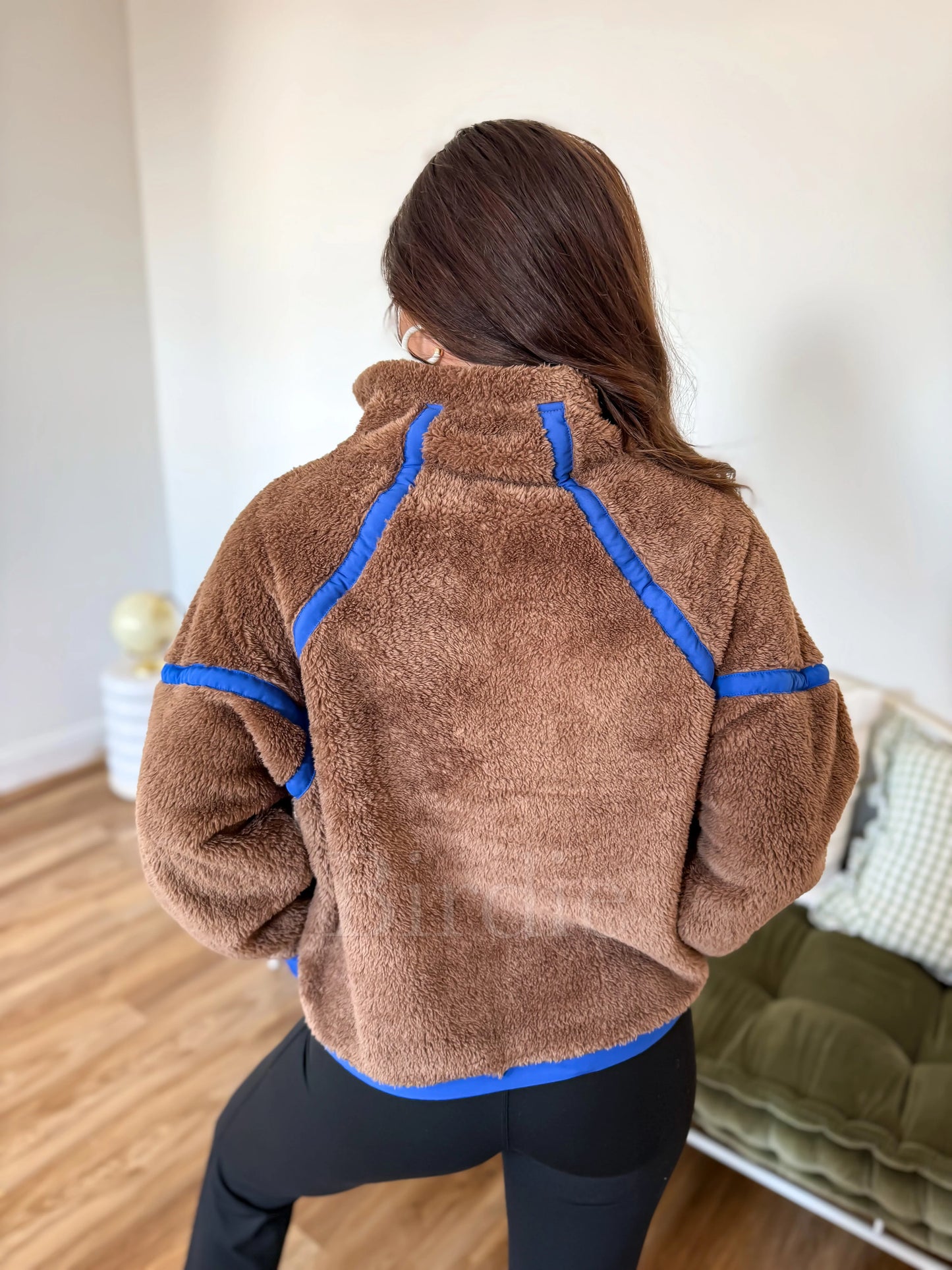 PREORDER Birdie Boxy Bliss Half-Zip in Brown & Blue