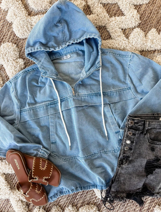 ☆ Vintage Washed Denim Hoodie ☆
