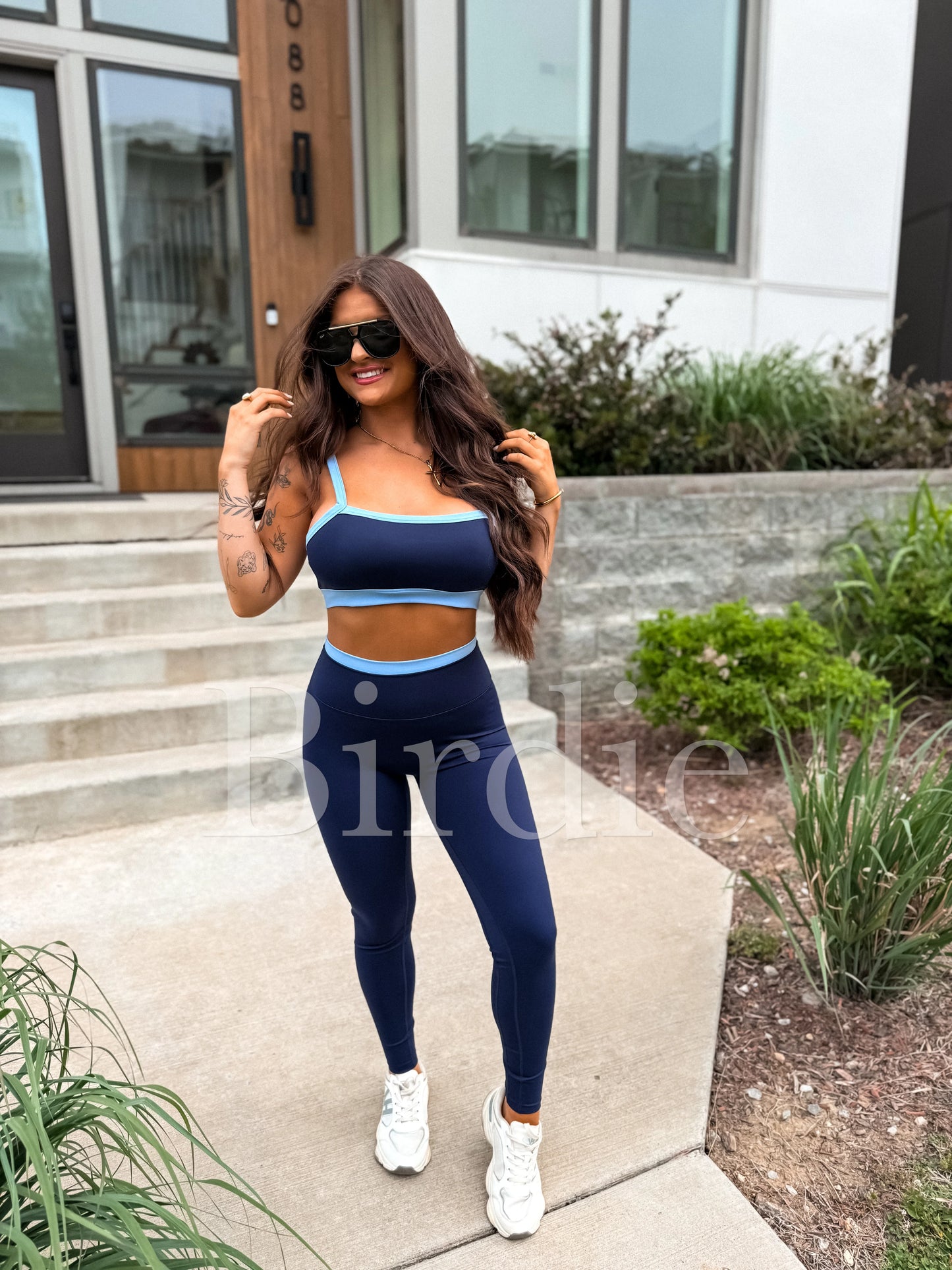 PREORDER Birdie PowerSplit Leggings in Blueberry Breeze
