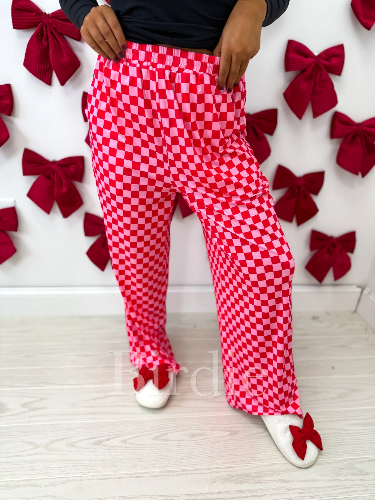 2ND CUT PREORDER Birdie Pink & Red Stretchy Cozy Pants