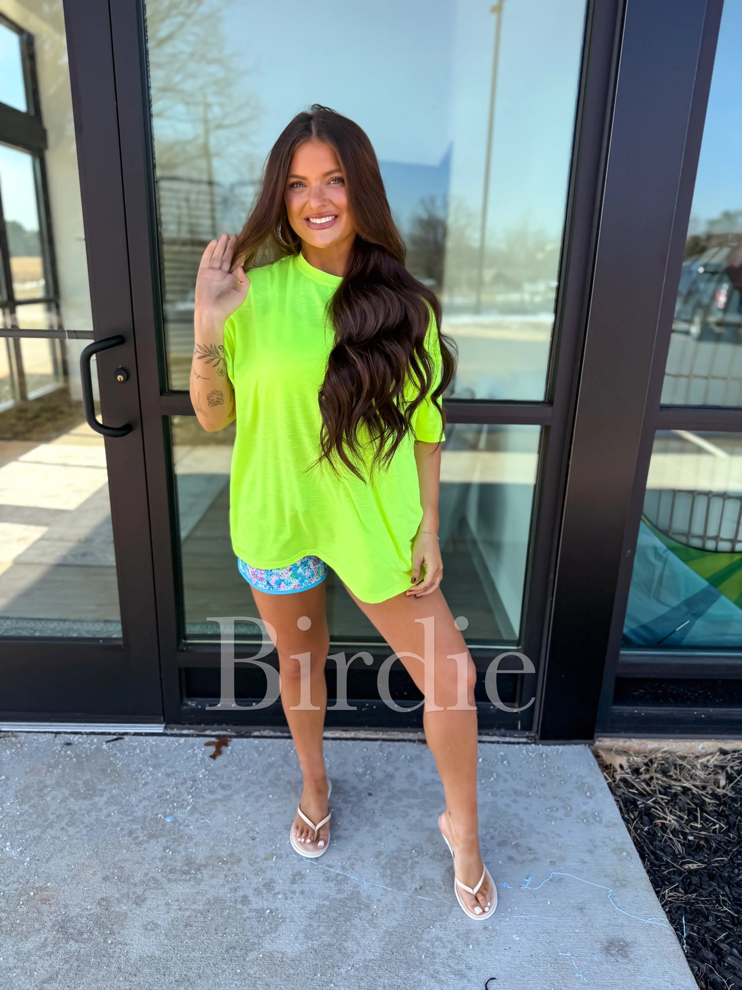 PREORDER Birdie Lightweight Slub Tee in Neon Green