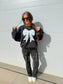 Lace Bow Graphic Crewneck Sweatshirt on Black