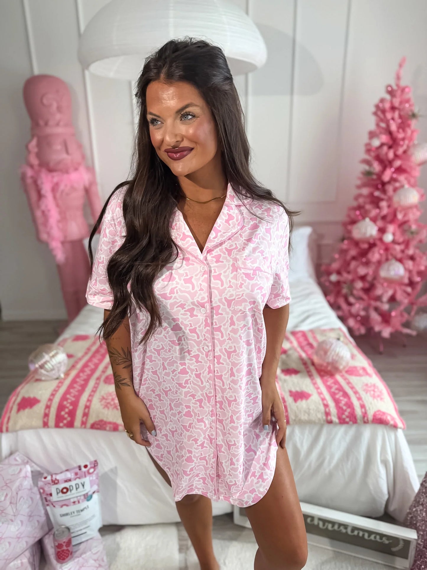 PREORDER Birdie Tee Sleep Dress in Sugar Bloom Duck Camo