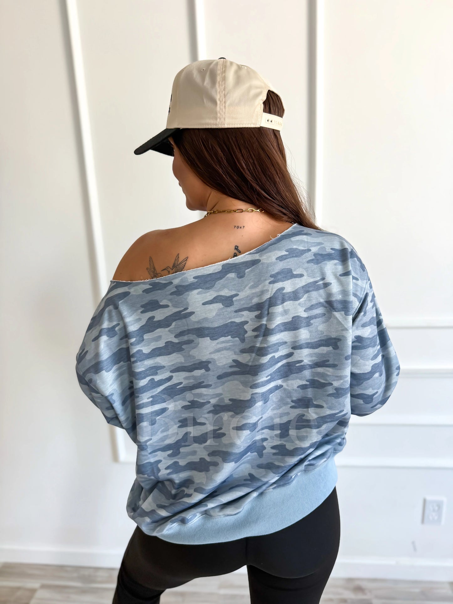 PREORDER Birdie Off Shoulder Slouchy Pullover in Arctic Drift