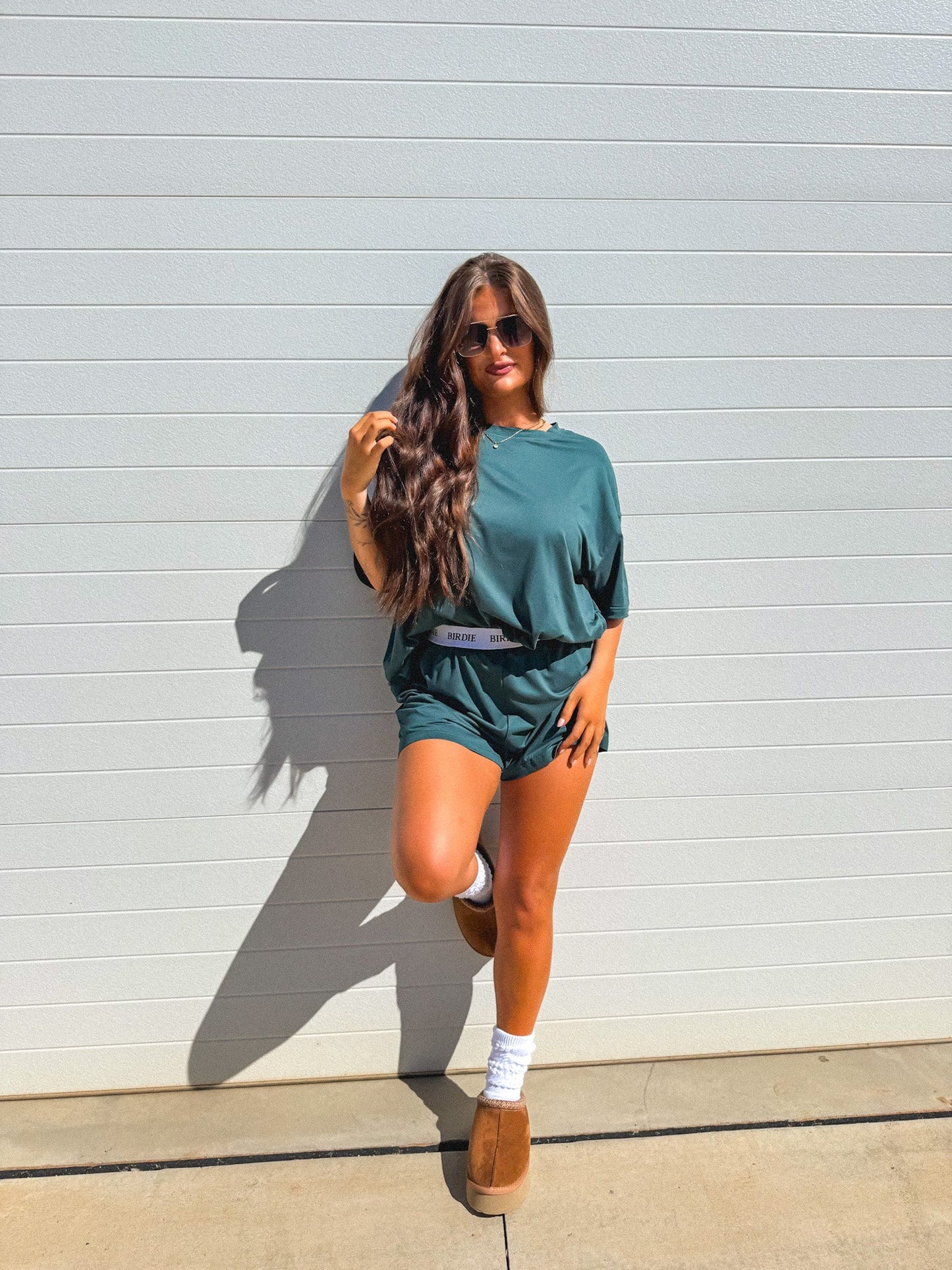 PREORDER Birdie Tee Boxer Short Set in Evergreen (Sold as Set)