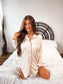 PREORDER Birdie Long Sleeve Sleep Dress in Vanilla Latte Dot