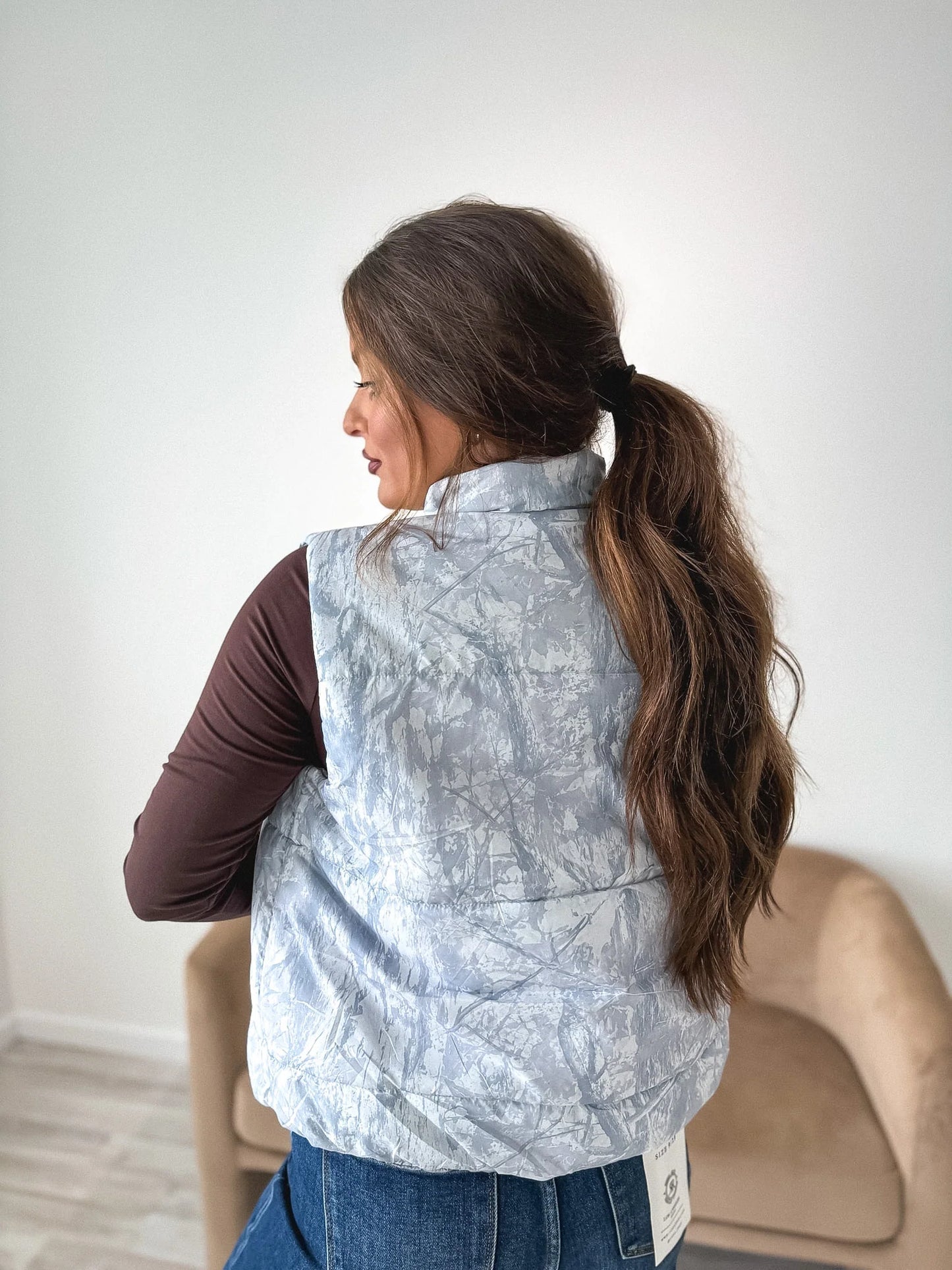 PREORDER Birdie Puffer Vest in Silver Skies Camo