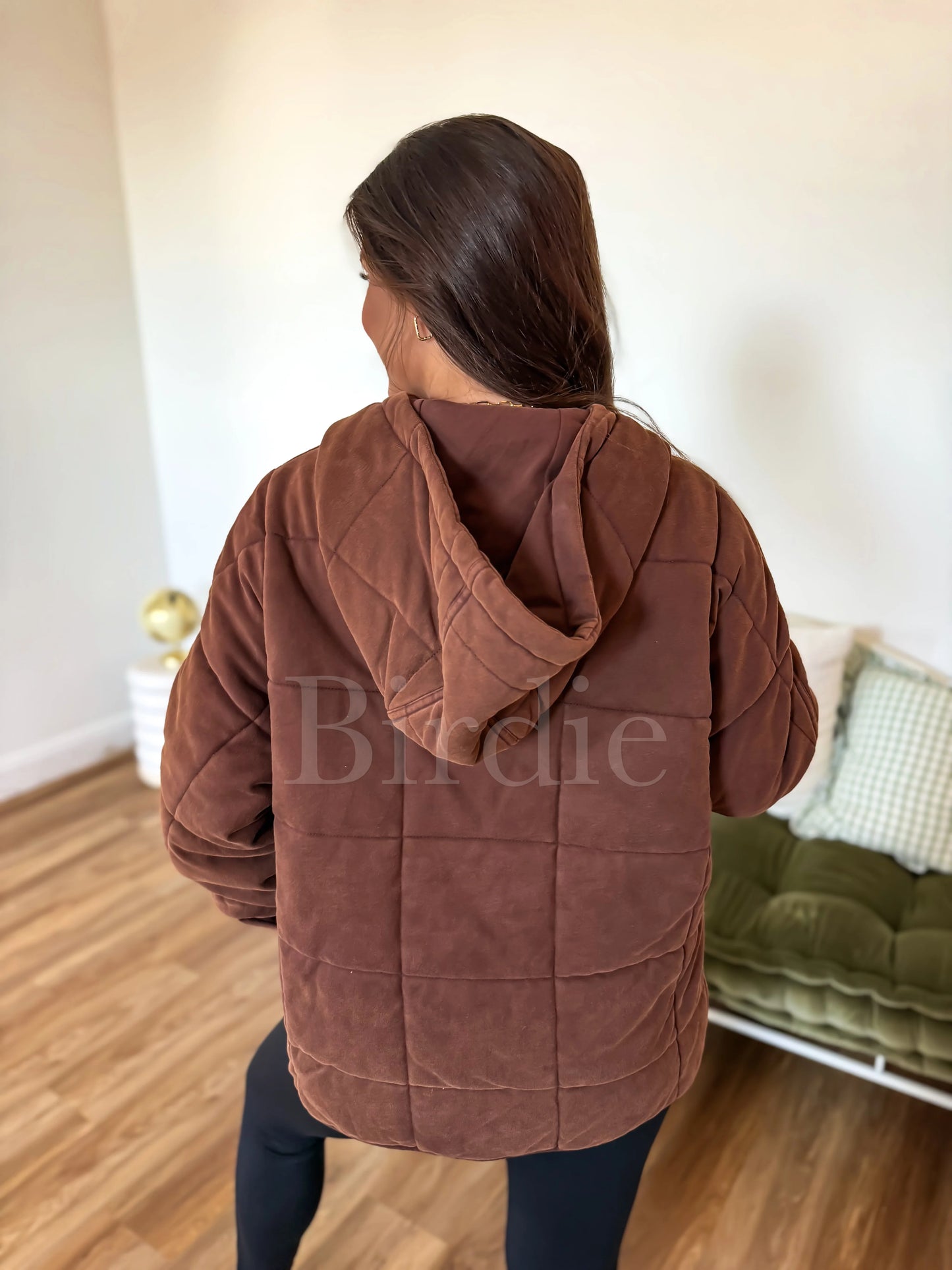 PREORDER Birdie Aspen Quilted Snap Pullover in Washed Cocoa