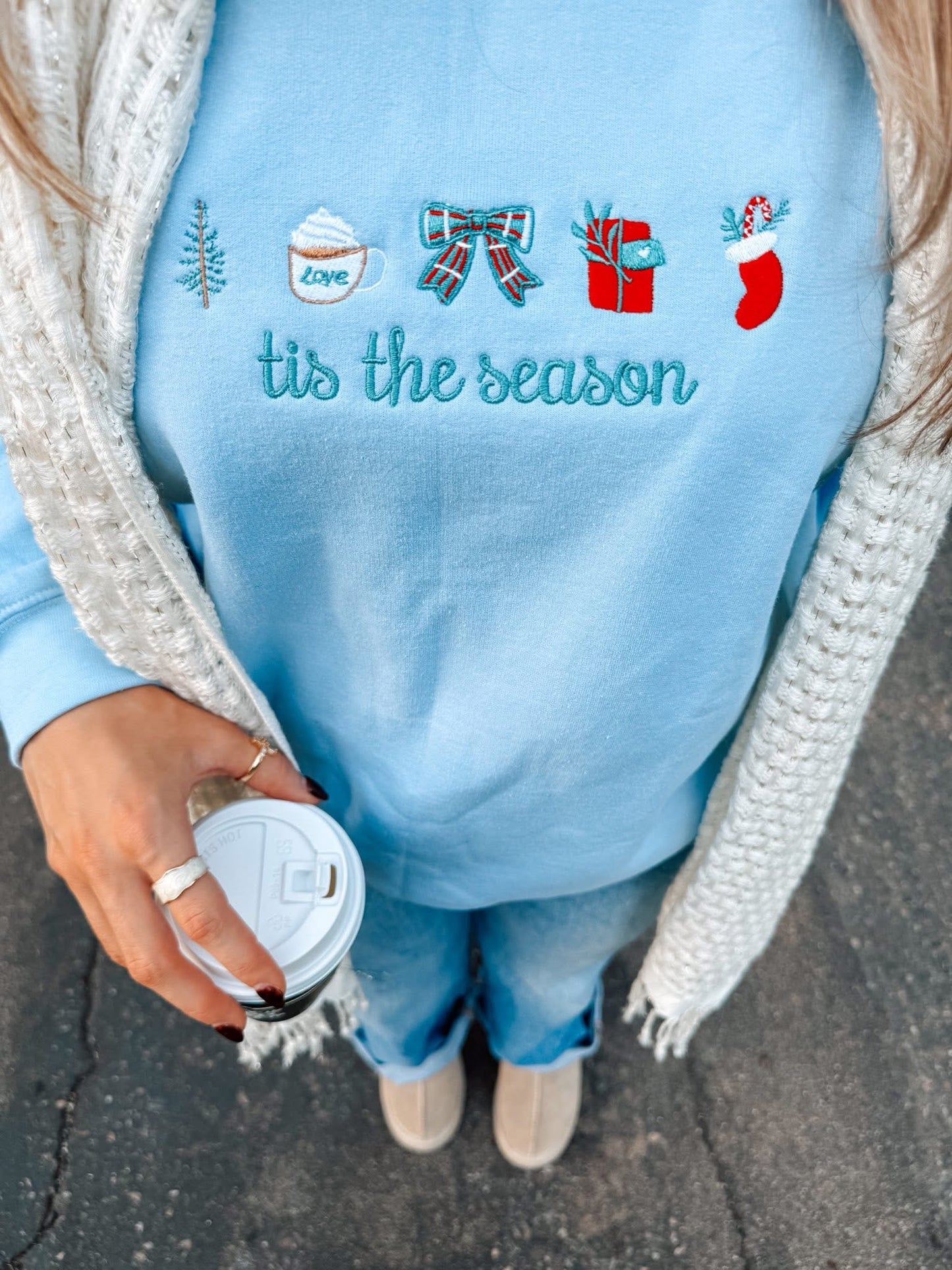 Tis The Season Embroidered Crewneck Pullover