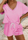 LDC V Neck Drop Shoulder Tee and Patchwork Drawstring Shorts