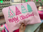 PREORDER Embroidery Merry Christmas Trees Pink/Mint Theme Crewneck