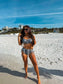 Birdie Luna Tie Two Piece Swimsuit in Obsidian Waves (Sold as Set)