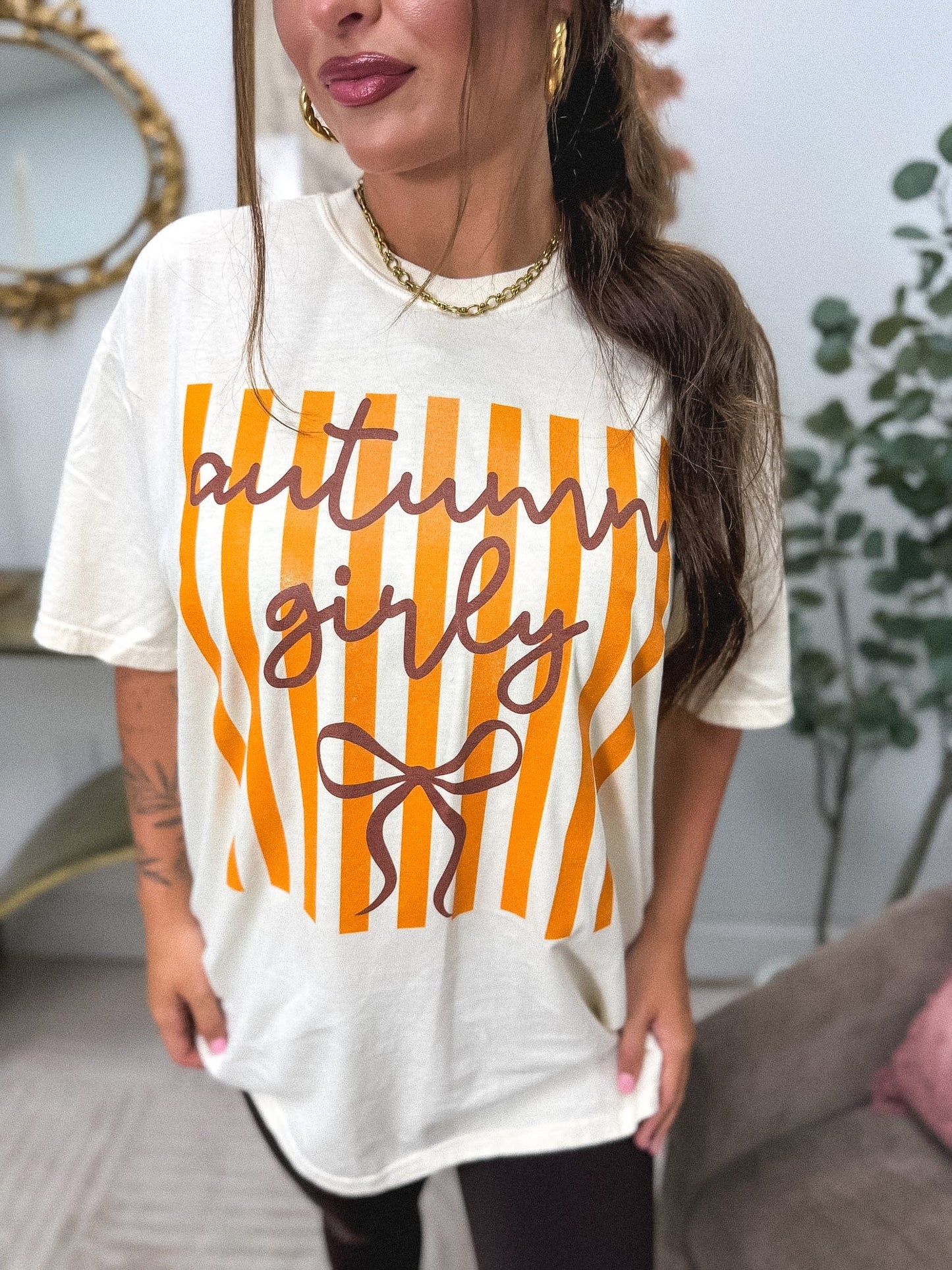 Autumn Girly Graphic Tee on Ivory *final sale*