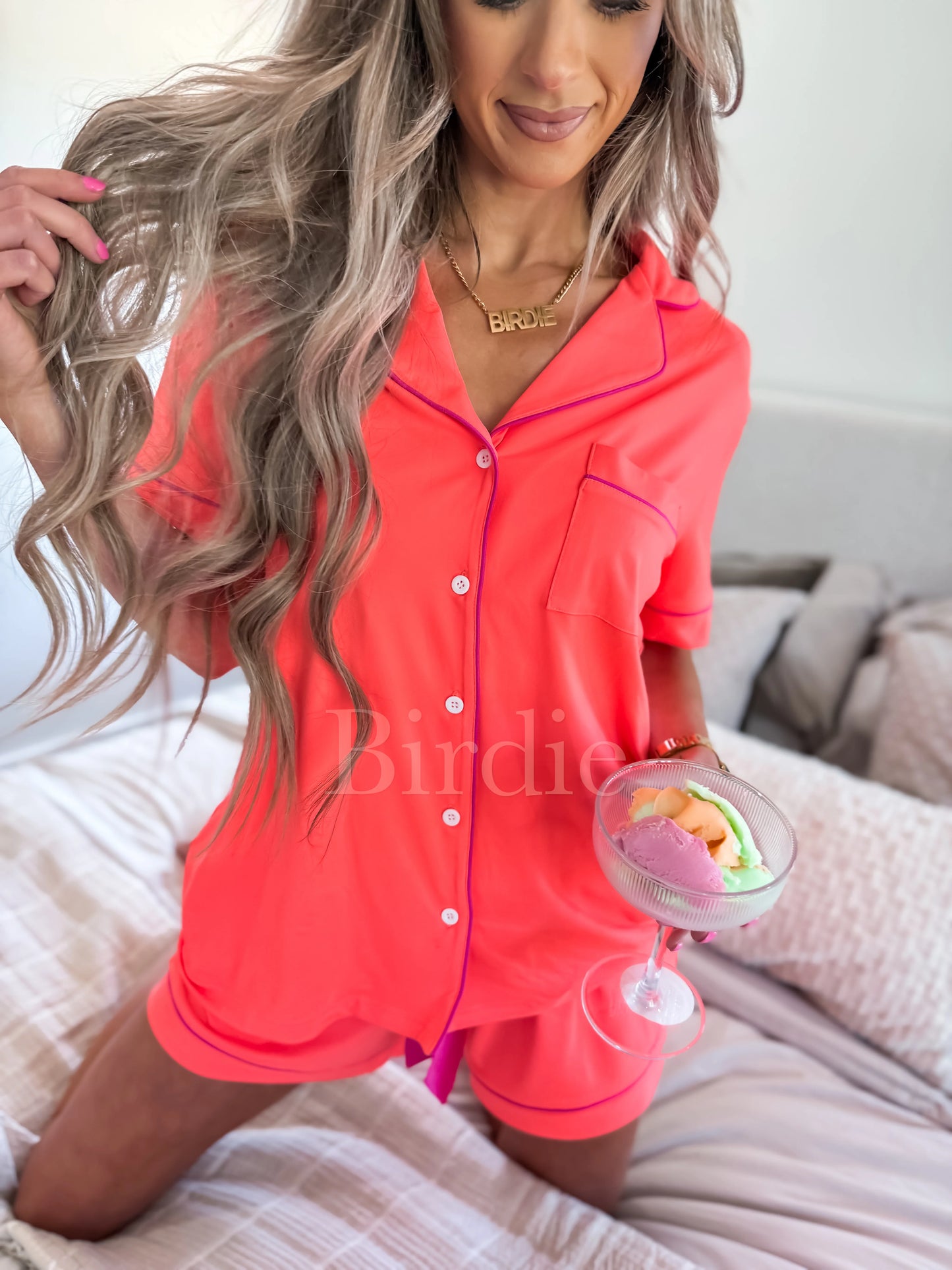 PREORDER Birdie Slumber PJ Set in Flamingo Freeze (Sold as Set)