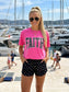 Faith Polka Dot Graphic Tee on Neon Pink