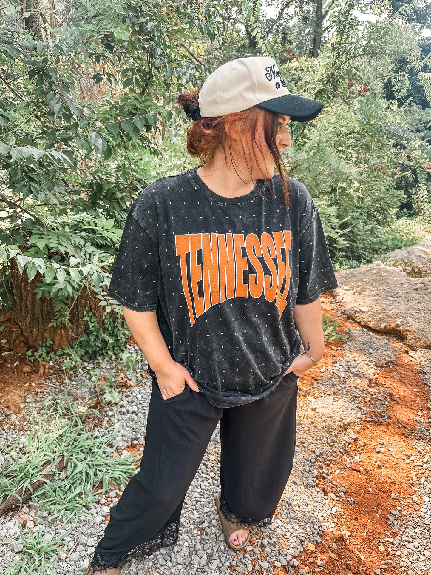 Tennessee Rhinestone Acid Washed Tee