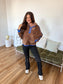PREORDER Birdie Boxy Bliss Half-Zip in Brown & Blue