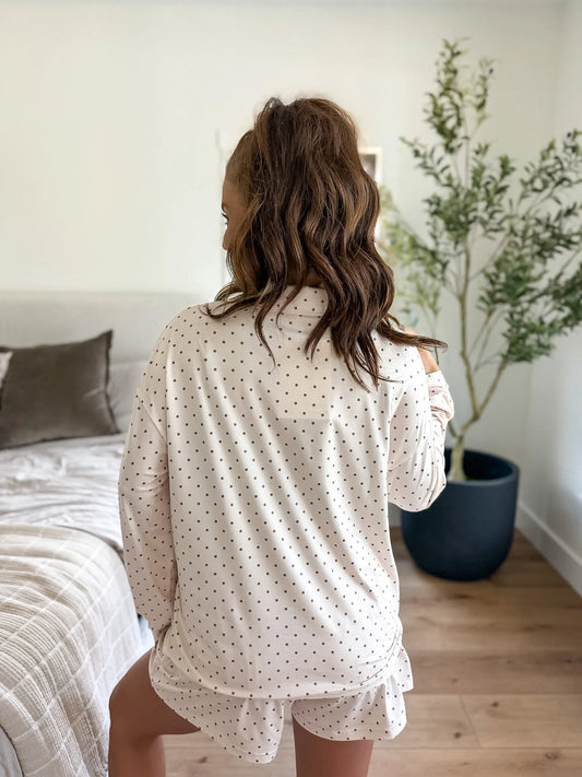PREORDER Birdie Butter Bliss Lounge Set in Vanilla Dot Latte (Sold as Set)