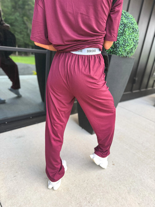 PREORDER Birdie Tee & Boxer Pant Set in Wild Mulberry (Sold as Set)