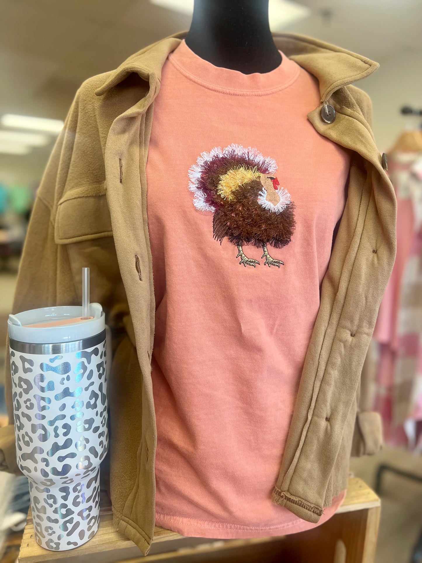 PREORDER Fluffy Turkey Embroidered Appliqué Crew/ Tee