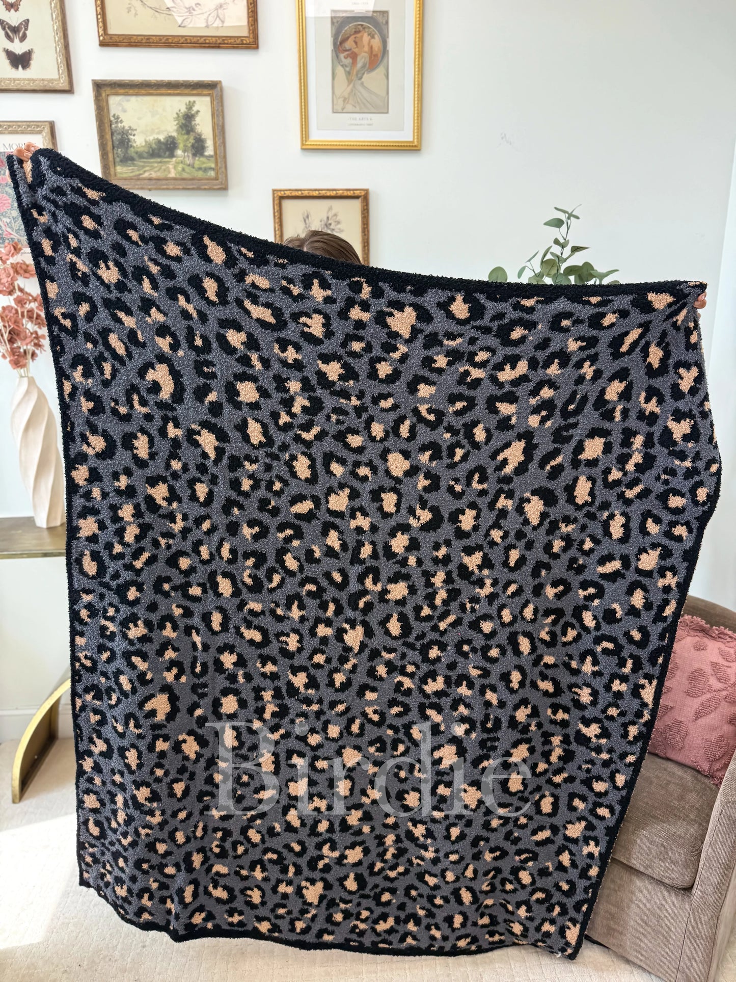 Birdie Indigo Wild Leopard Blanket