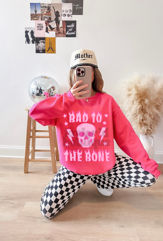 🩷🦴 Bad to the Bone Tee/ Crew