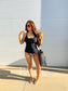 Birdie Cool Girl Classic Tankini Swimsuit in Black Obsidian Waves (Sold as Set)