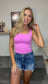 Seamless Double Layered Square Neck Tank Top in Bright Mauve