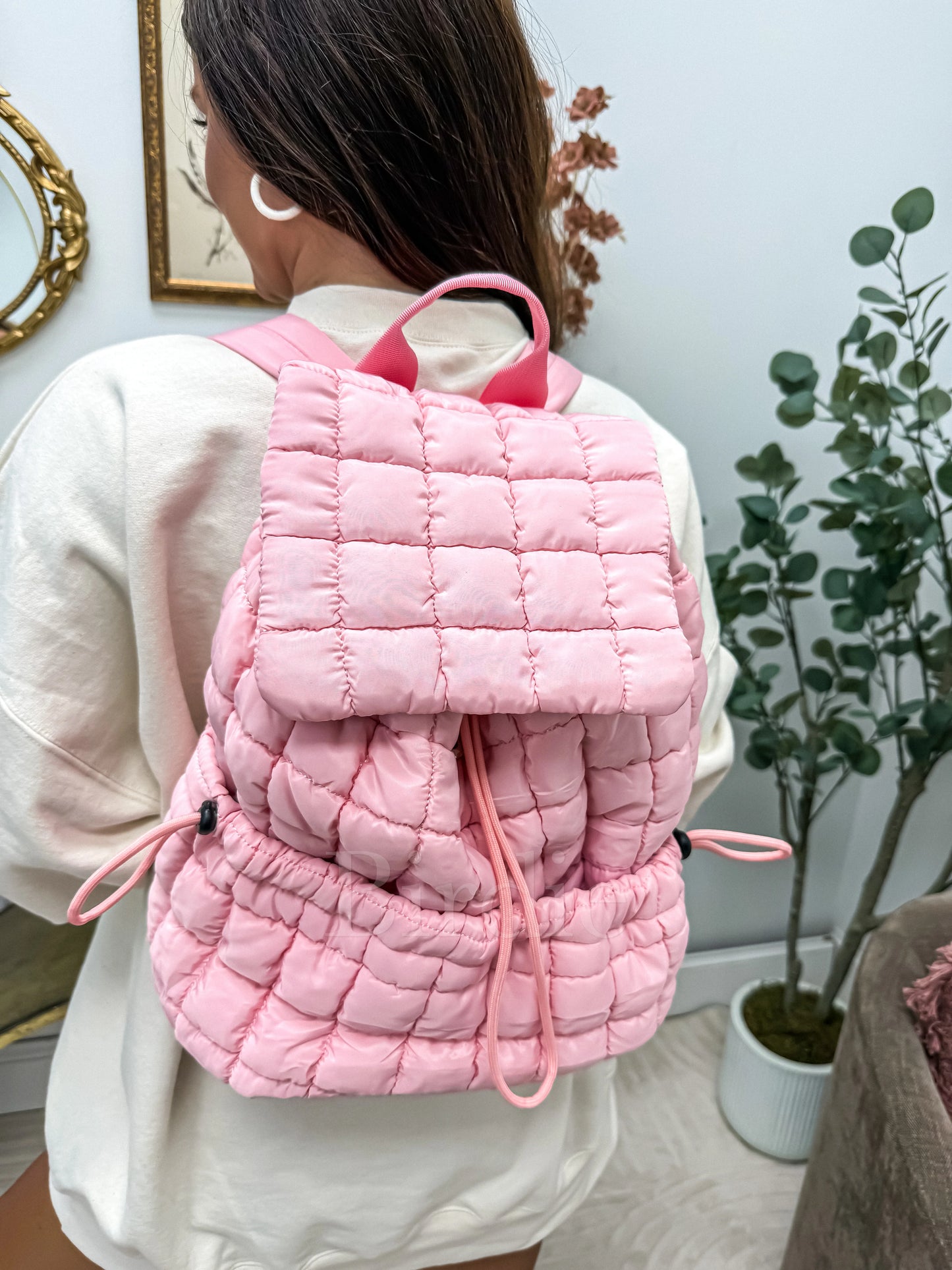 Birdie Quilted Backpack in Pink