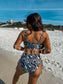 Birdie Luna Tie Two Piece Swimsuit in Obsidian Waves (Sold as Set)