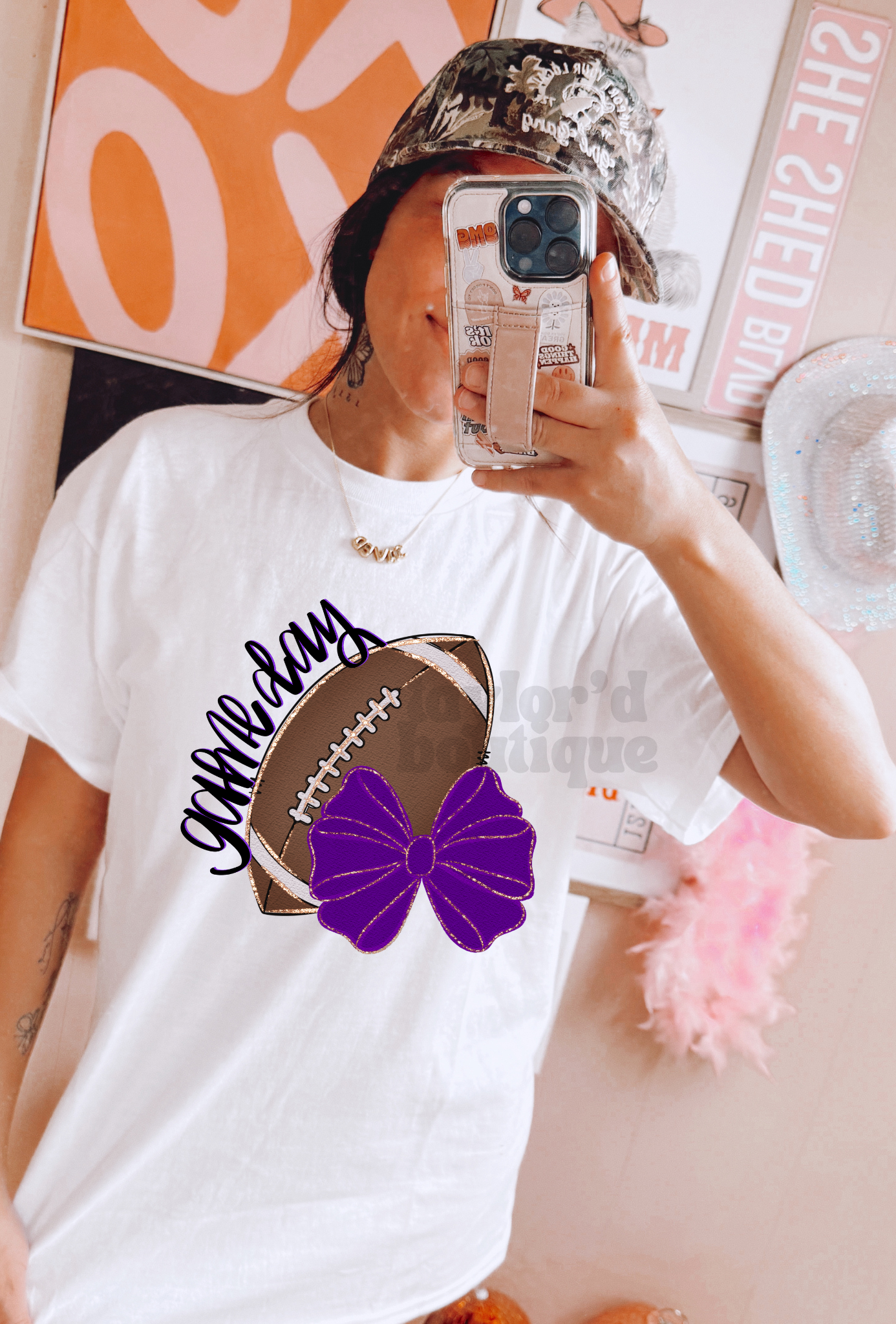 🏈❤️💚💜💙 Gameday Bow Tee/ Crew