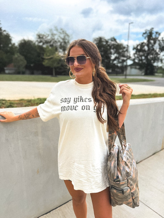 Say Yikes Graphic Tee on Ivory *final sale*