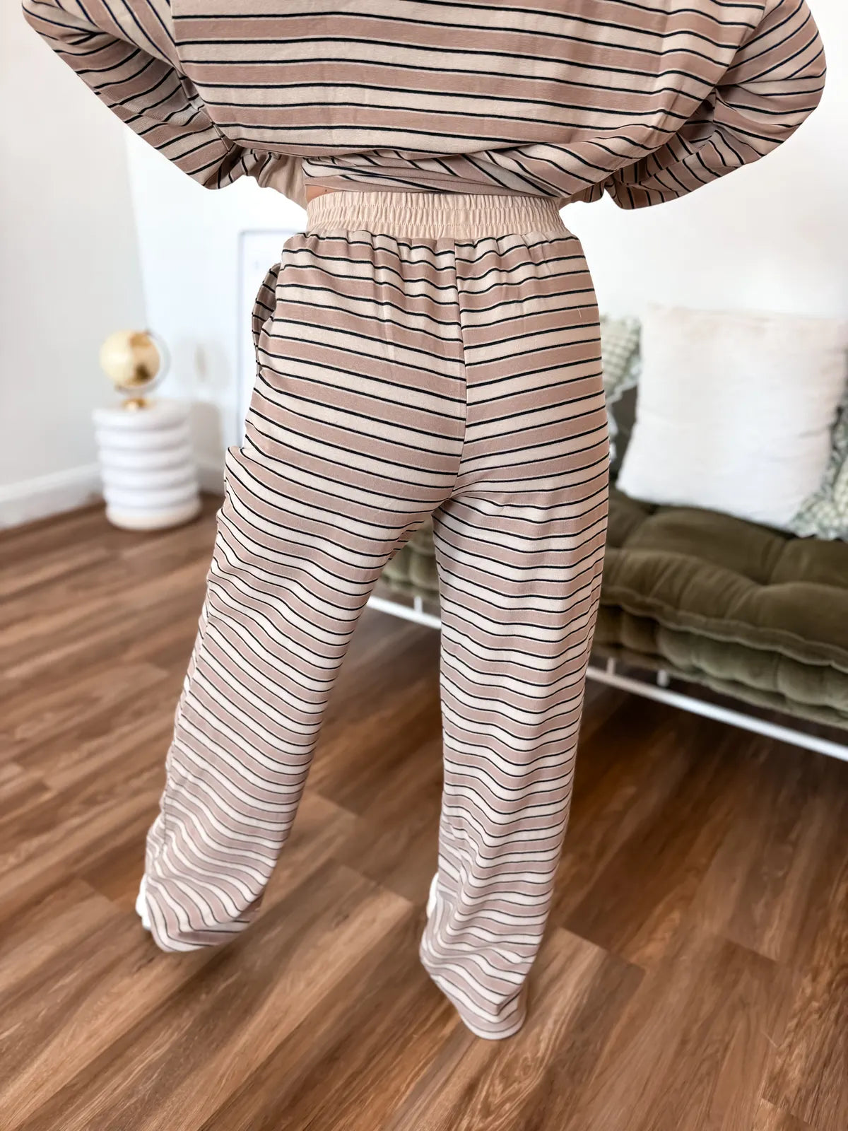 Birdie Long Sleeve Stripe Set in Cinnamon Sugar (Sold as Set)