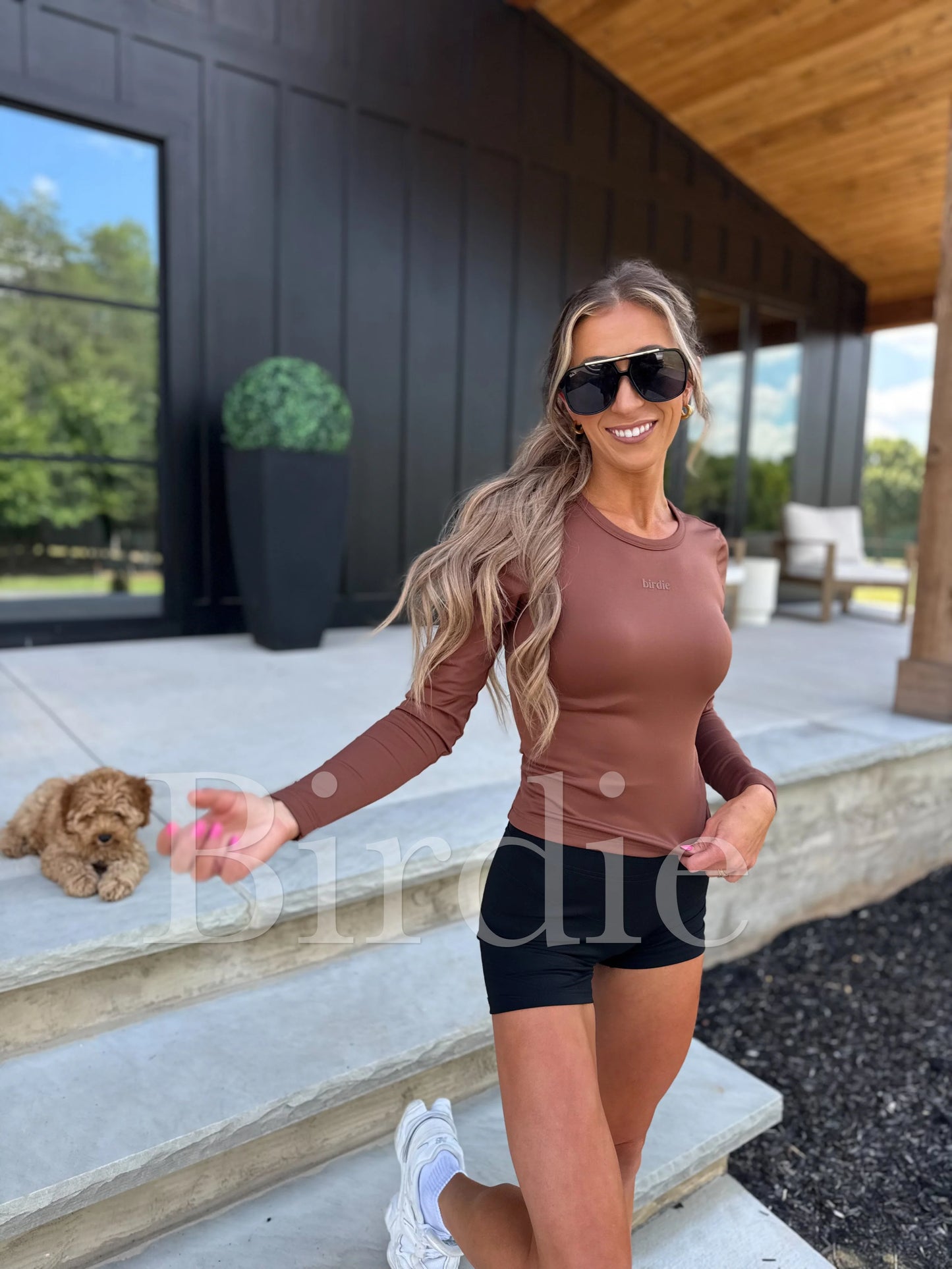 PREORDER Birdie AirSkin Long Sleeve Top in Honey Chestnut
