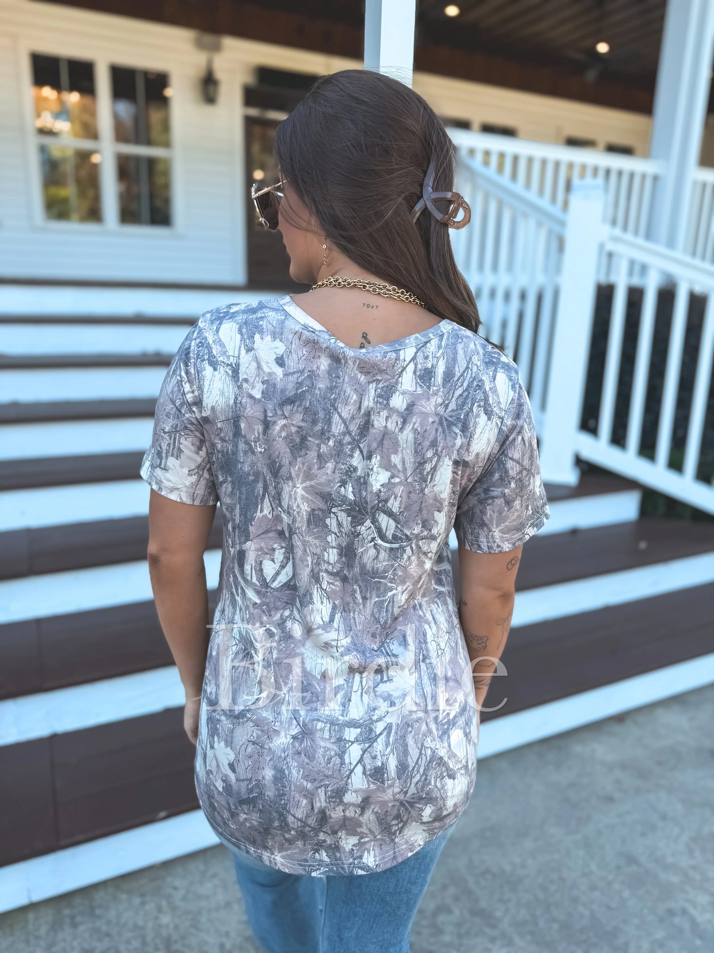 PREORDER Birdie Softstyle V-Neck Pocket Tee In Dark Camo