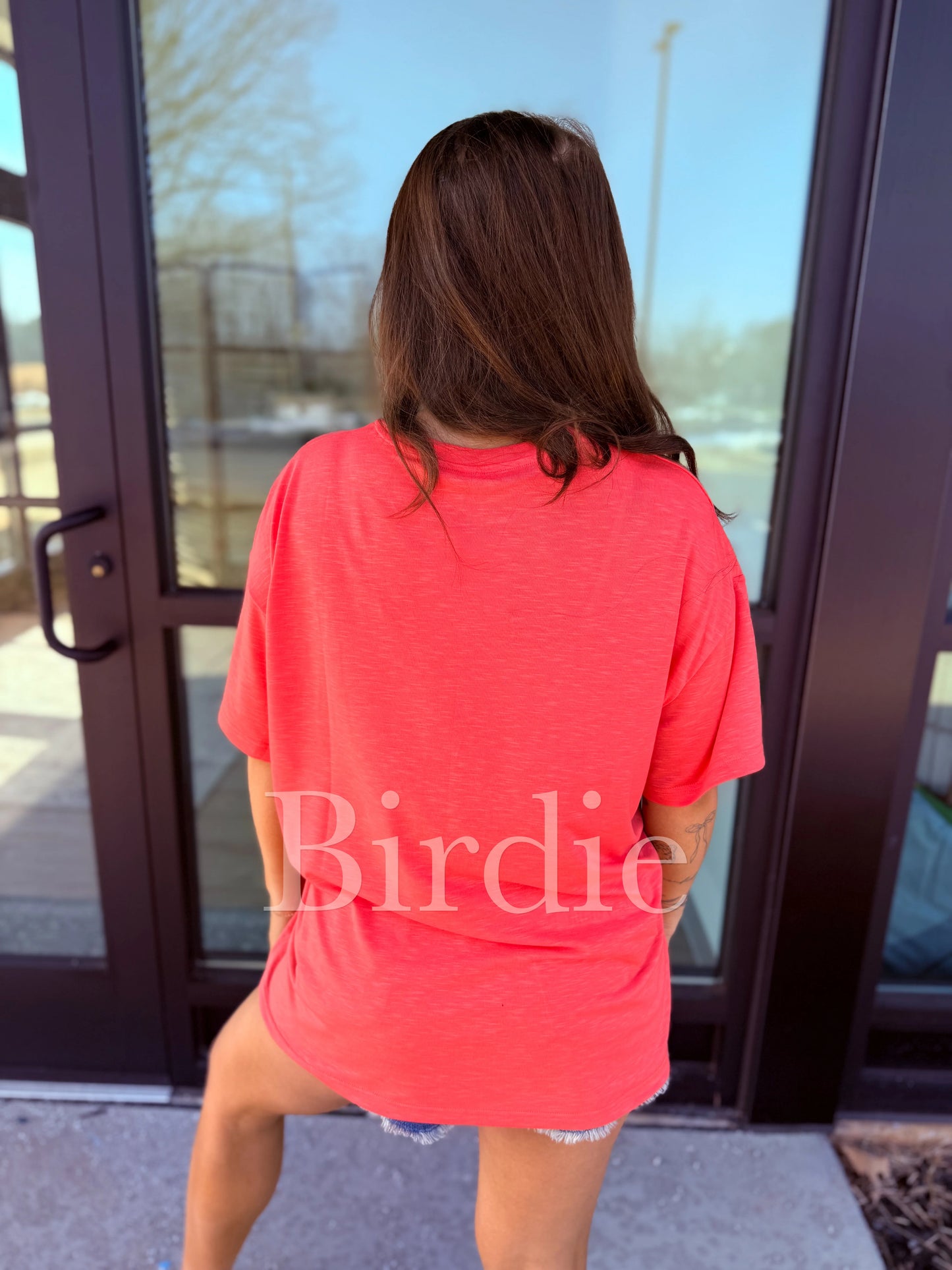 PREORDER Birdie Lightweight Slub Tee in Coral