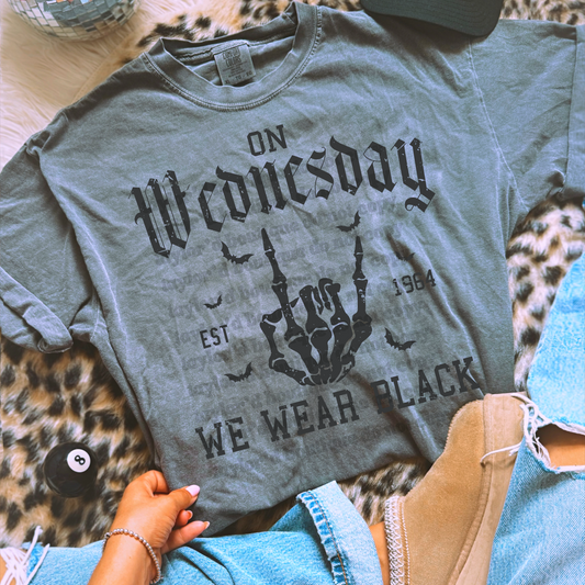 🤍💁🏼‍♀️ 08/16 SPOOKY DROP • Wednesday Black Tee/ Crew