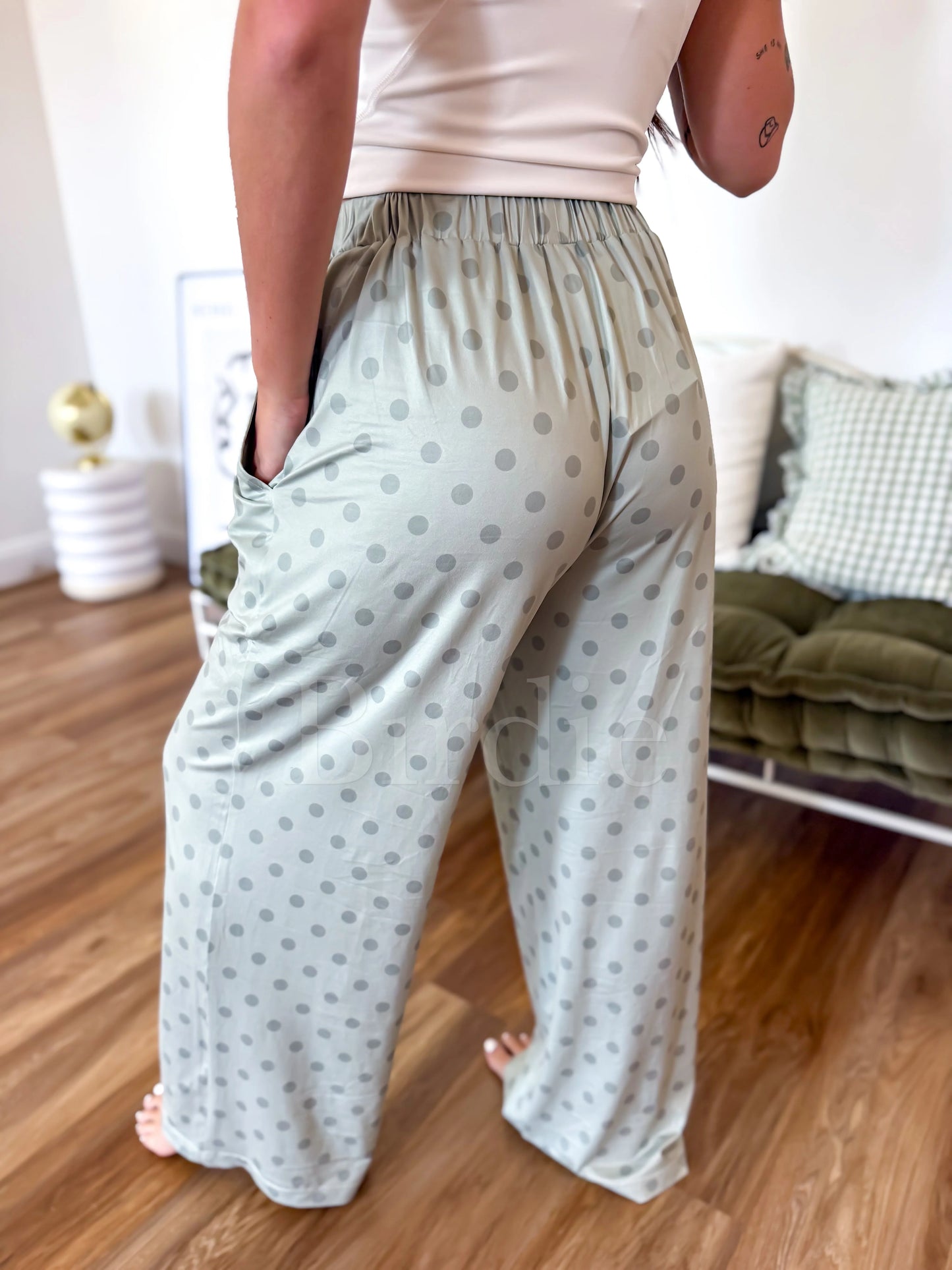 PREORDER Birdie Stretchy Lounge Pants 2.0 in Pistachio Dot