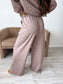 PREORDER Birdie Relaxed Terry Wide Leg Pants in Toasted Toffee Leopard