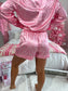 PREORDER Birdie After Dark Satin Set in Pink Party Leopard (Sold as Set)