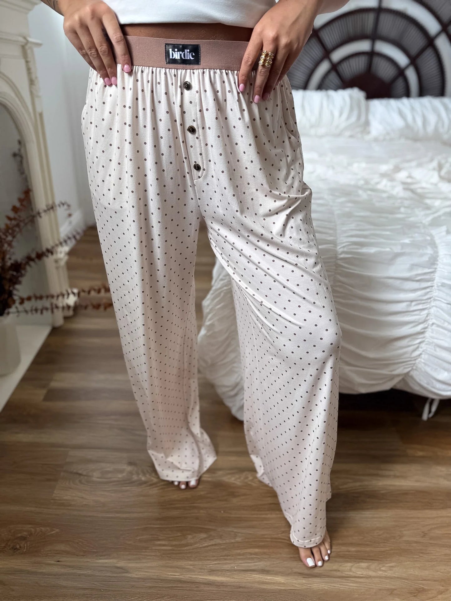 PREORDER Birdie Butter Bliss Lounge Pants in Vanilla Latte Dot