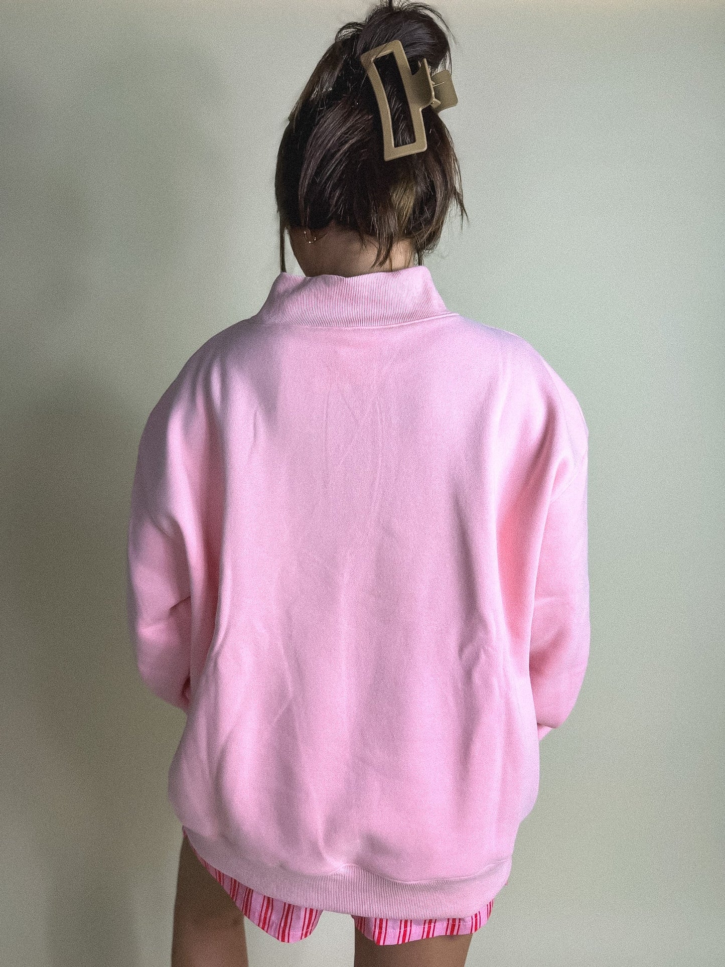 PREORDER Birdie Appliqué Logo on Strawberry Milk Mock Neck Sweatshirt