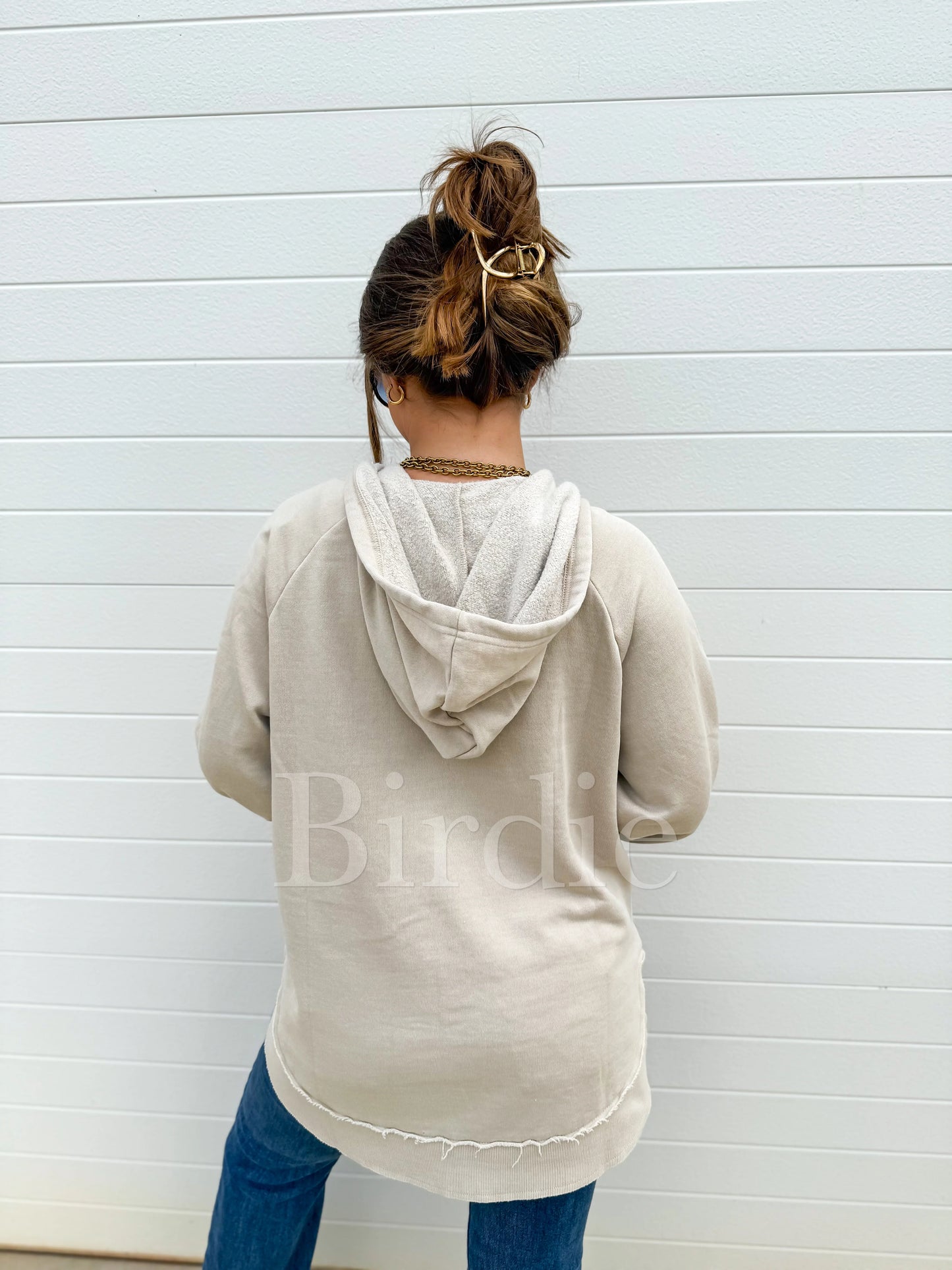 PRE-ORDER Birdie Split Neck Rounded Hem Ash Wash Pullovers