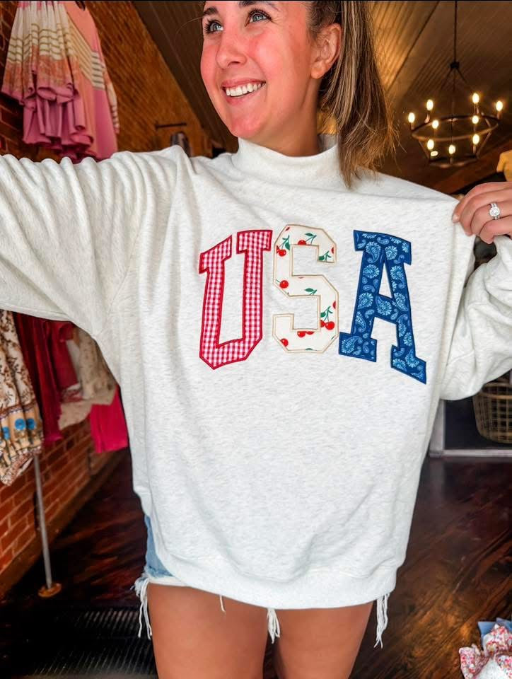 PREORDER Exclusive USA Darling Embroidered Mock Neck Pullover *ships beginning of May*